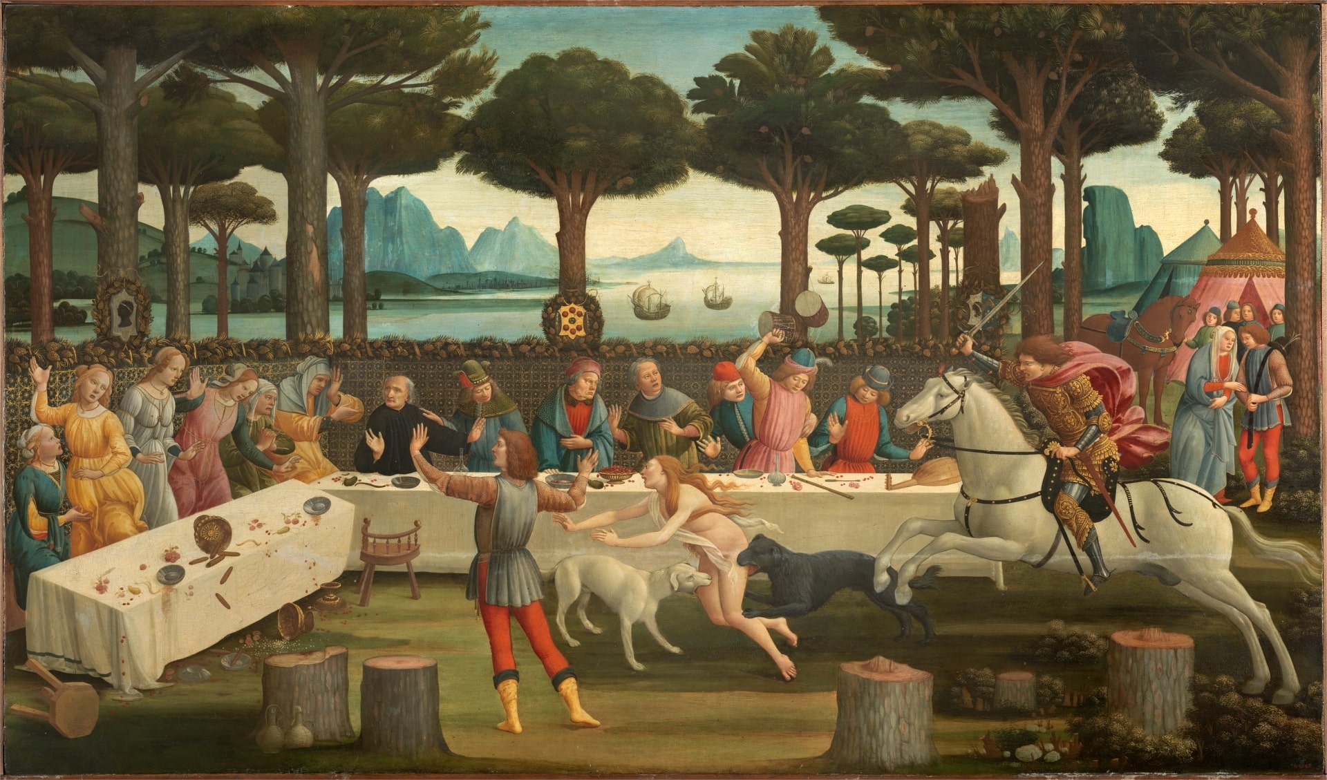 Sandro Botticelli, The Story of Nastagio degli Onesti: The banquet in the pine forest