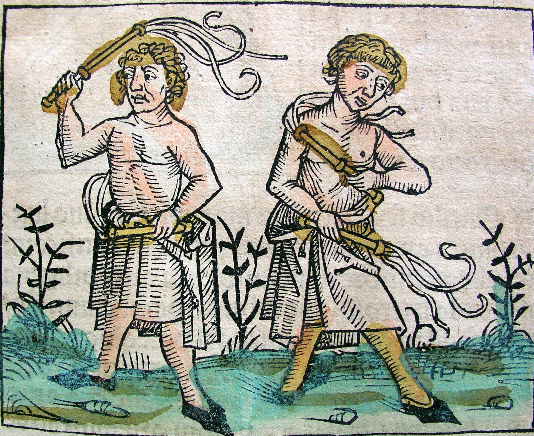 Woodcut of flagellants (Nuremberg Chronicle, 1493)