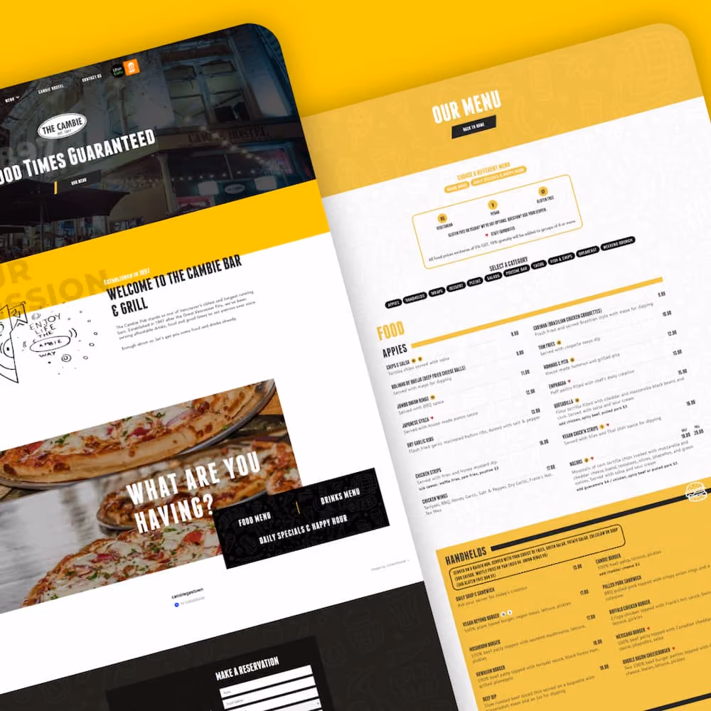 The Cambie Pub website mock-up