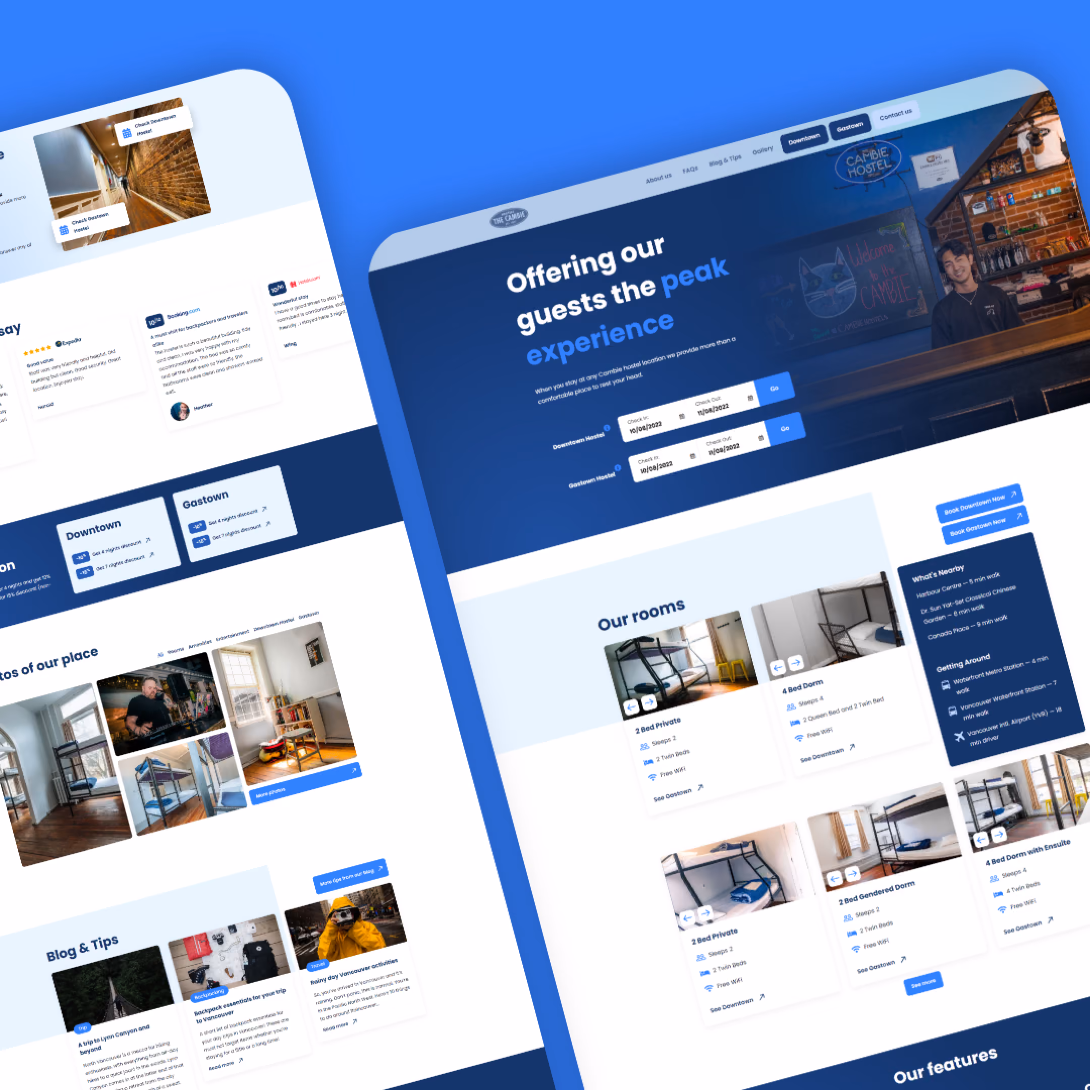 The Cambie Hostels website mock-up