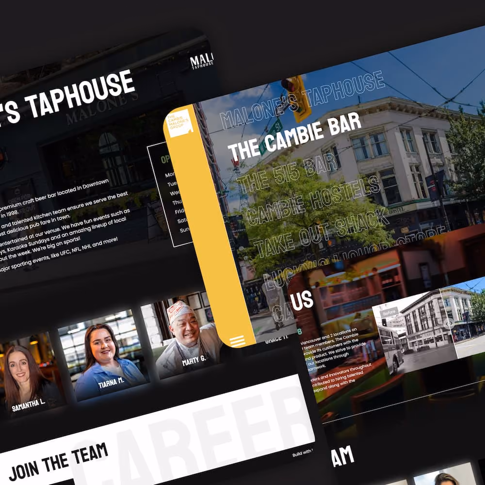 The Cambie Malones Group website mock-up