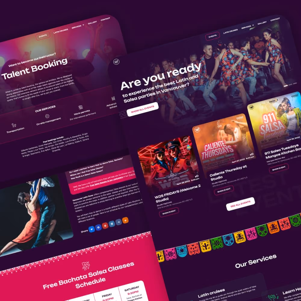 Vancouver Latin Fever website mock-up