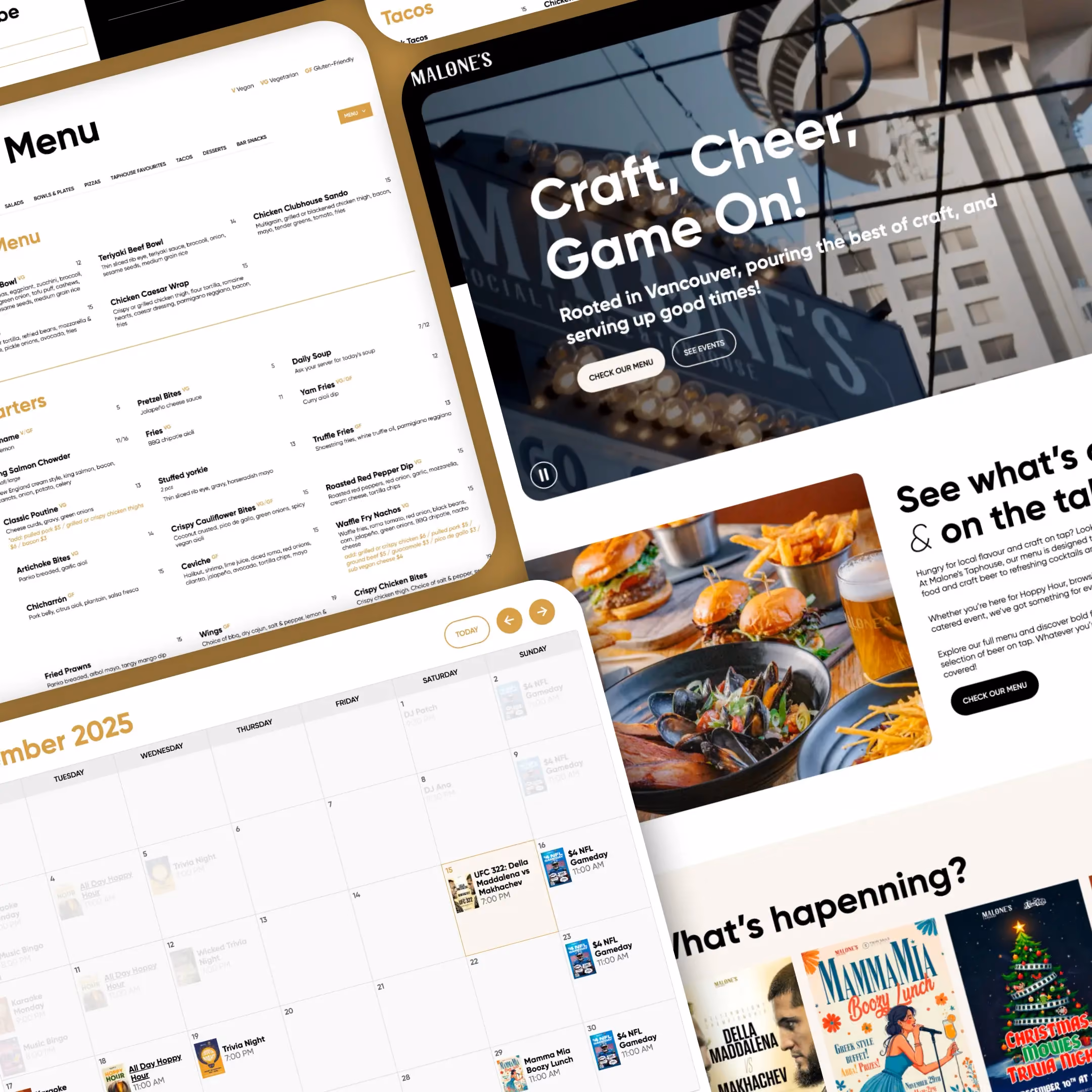 Malone's Taphouse website mock-up