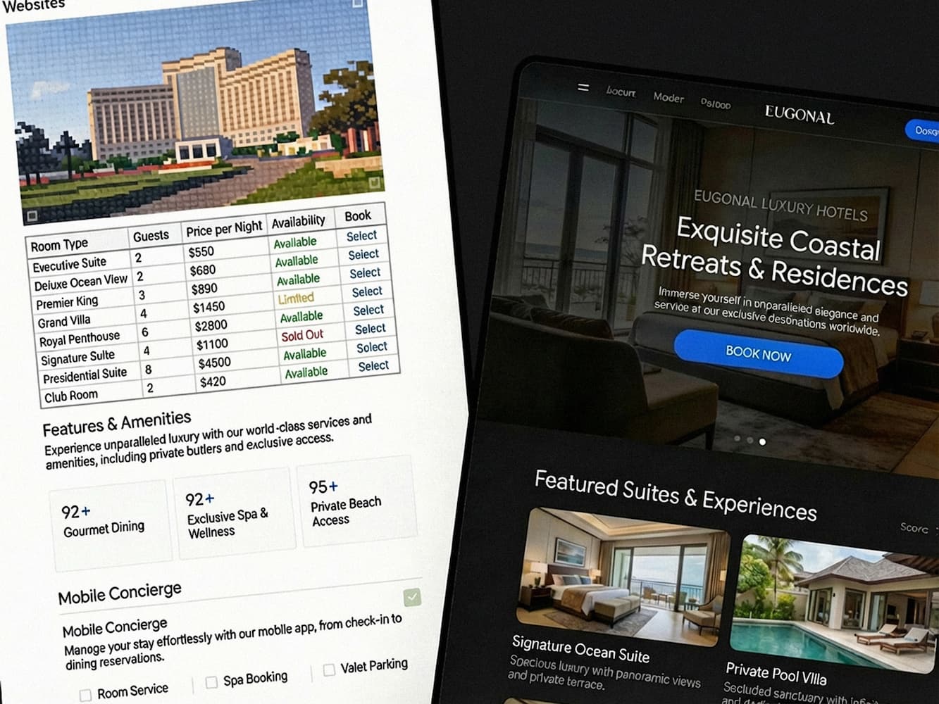 Sketching website layout wireframe idea to notebook