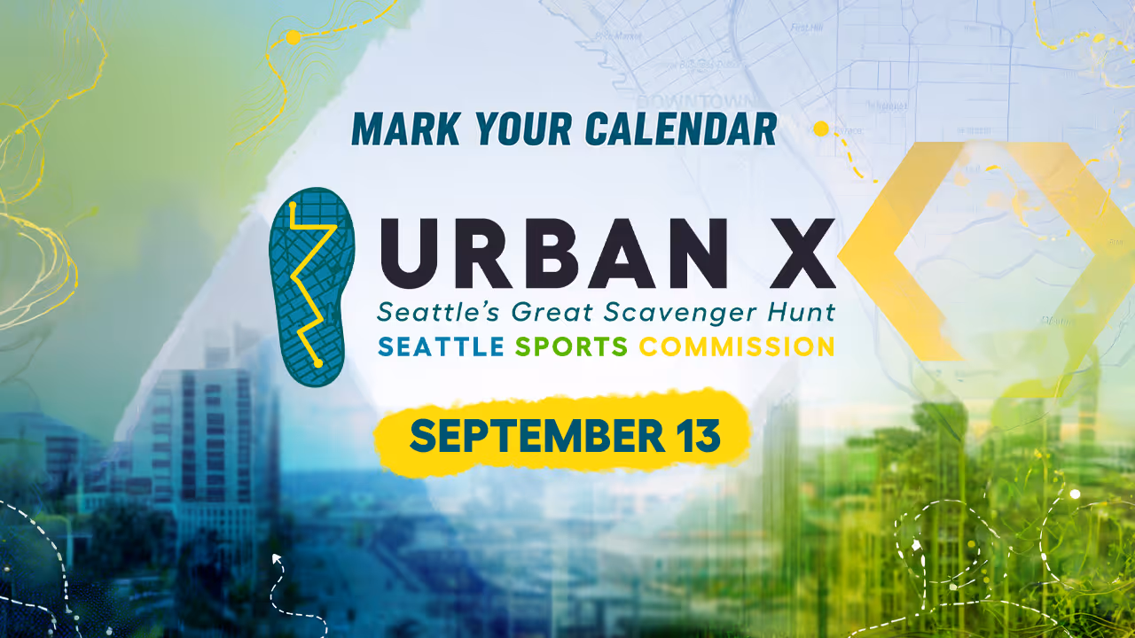 Urban X Seattle scavenger hunt event announcement for September 13 by Seattle Sports Commission.