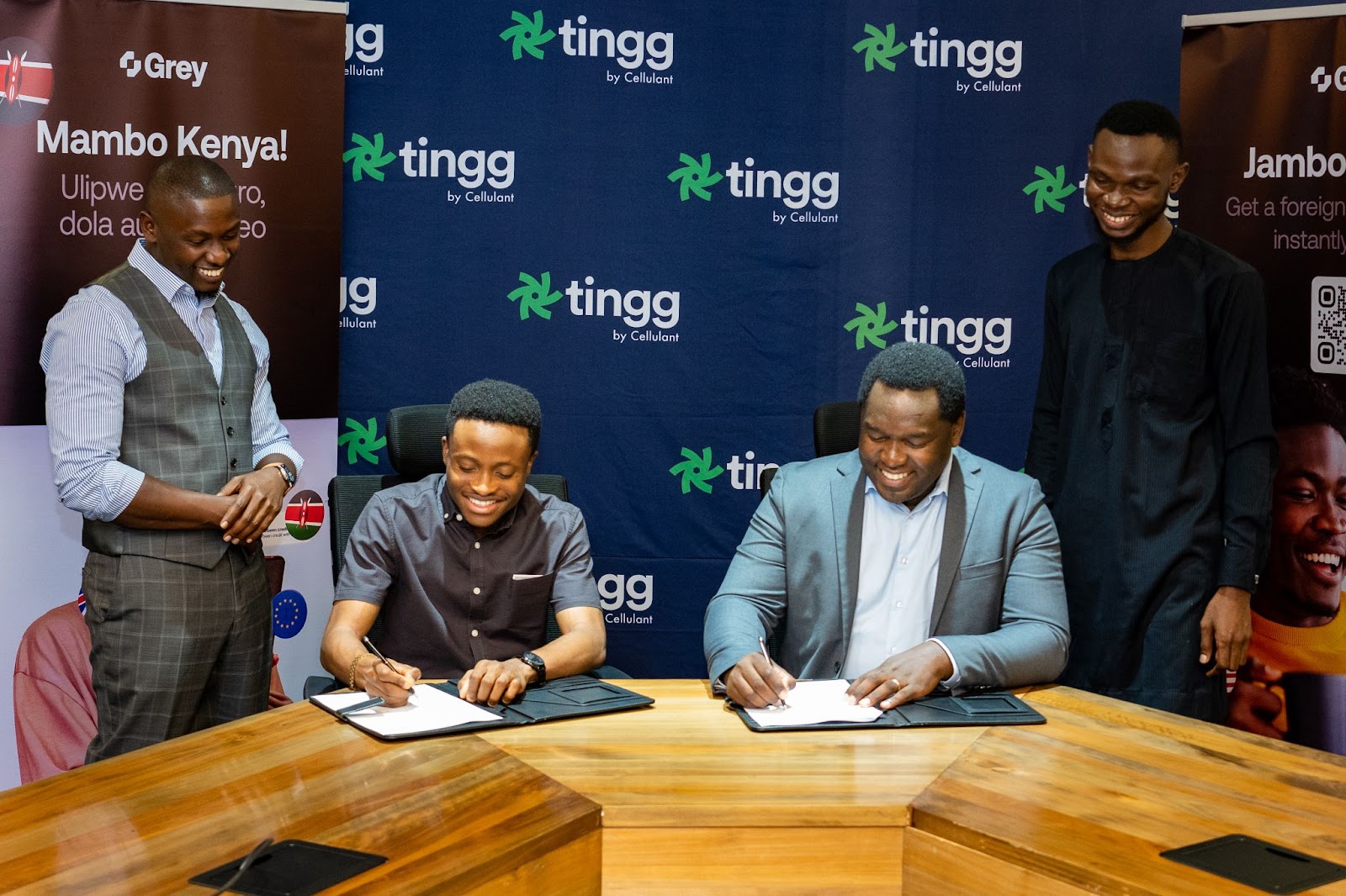 Grey founders, Idorenyin  and Femi with partners at Cellulant.