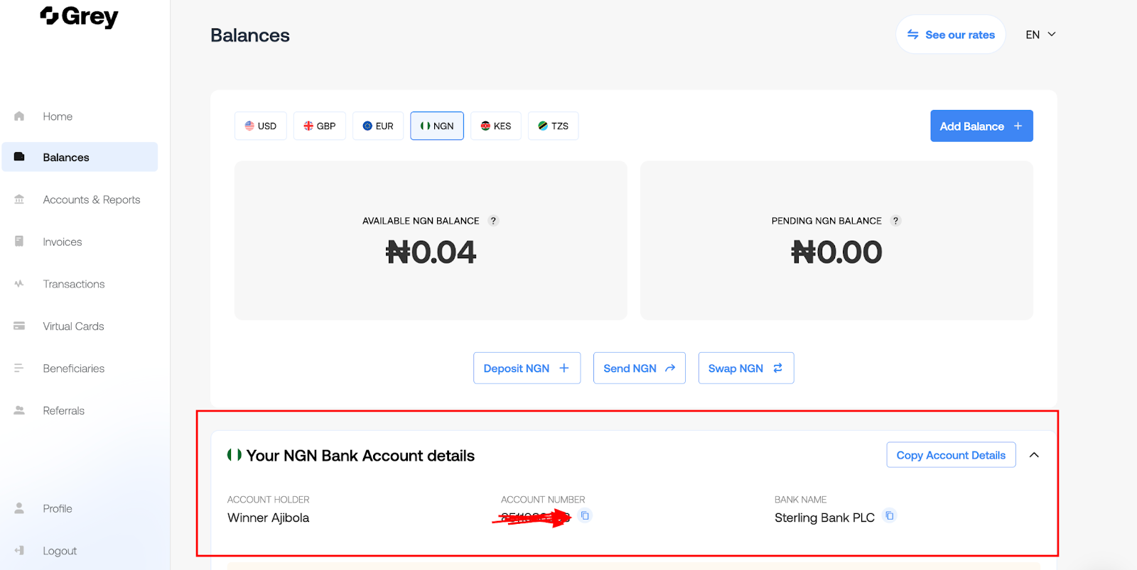 ngn account on grey
