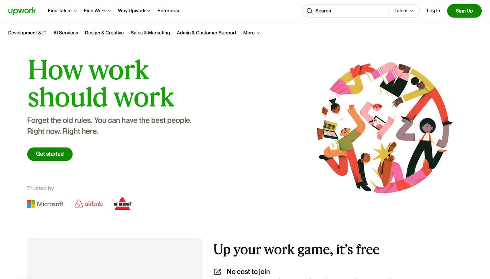 upwork's user interface