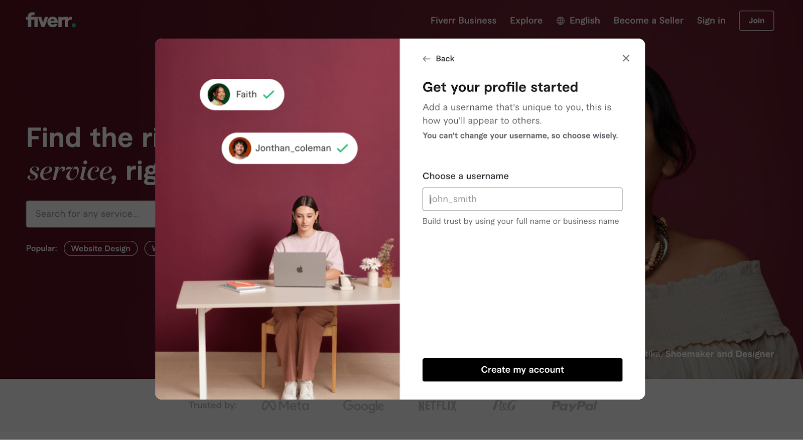 fiverr username