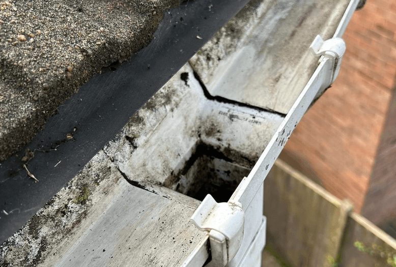 Gutter after cleaning