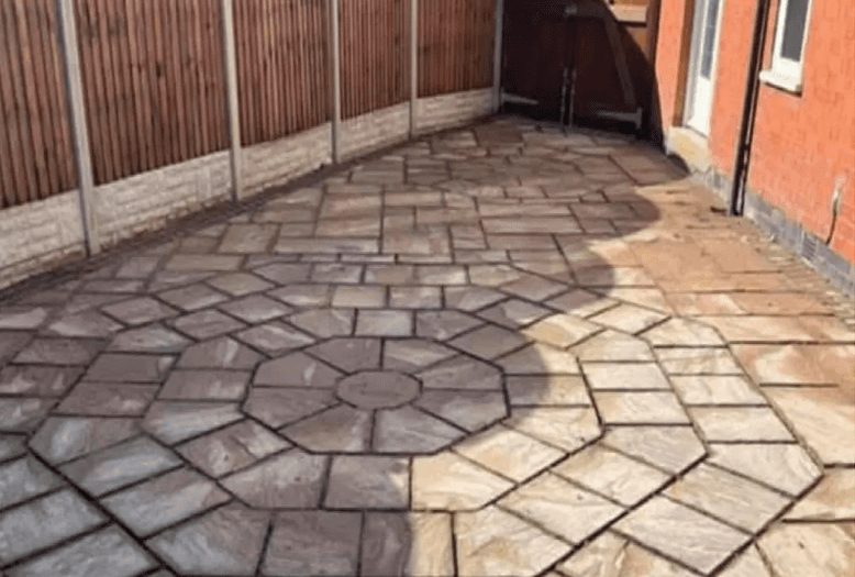 Patio before cleaning