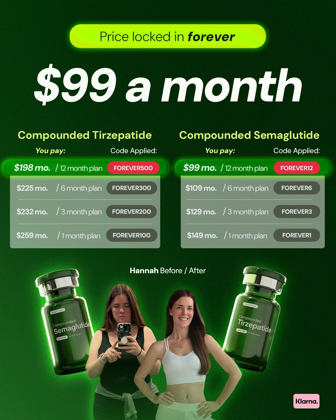Fridays pricing banner: compounded GLP-1 plans for $99 a month