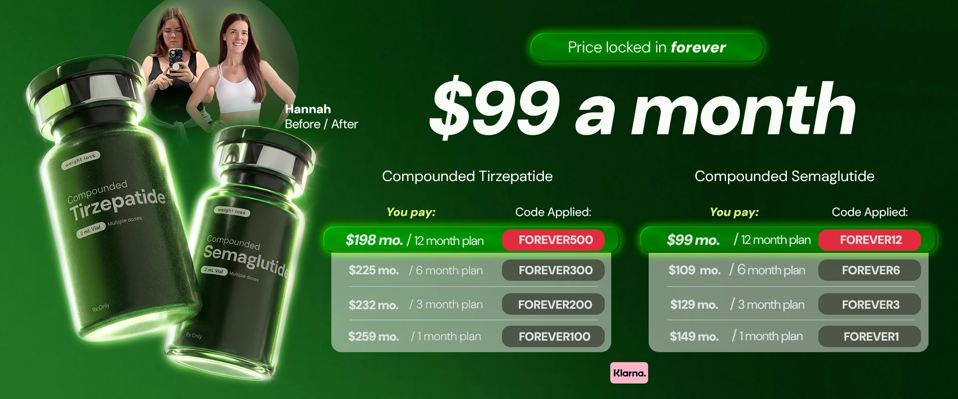 Fridays pricing banner: compounded GLP-1 plans for $99 a month