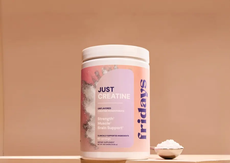 Just Creatine supplement tub by Fridays