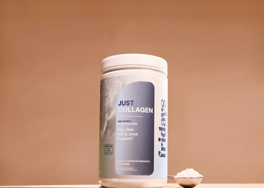 Just Collagen supplement tub by Fridays