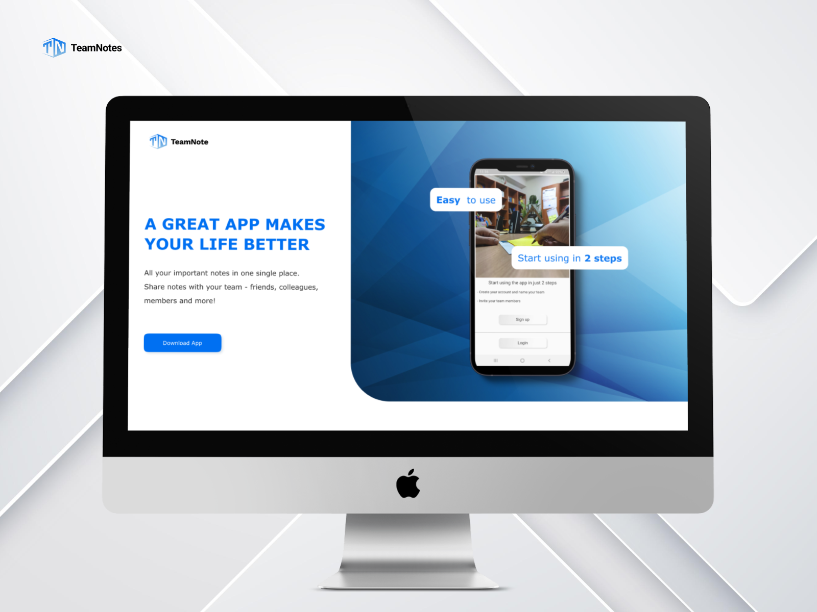 Teamnotes Landing Page