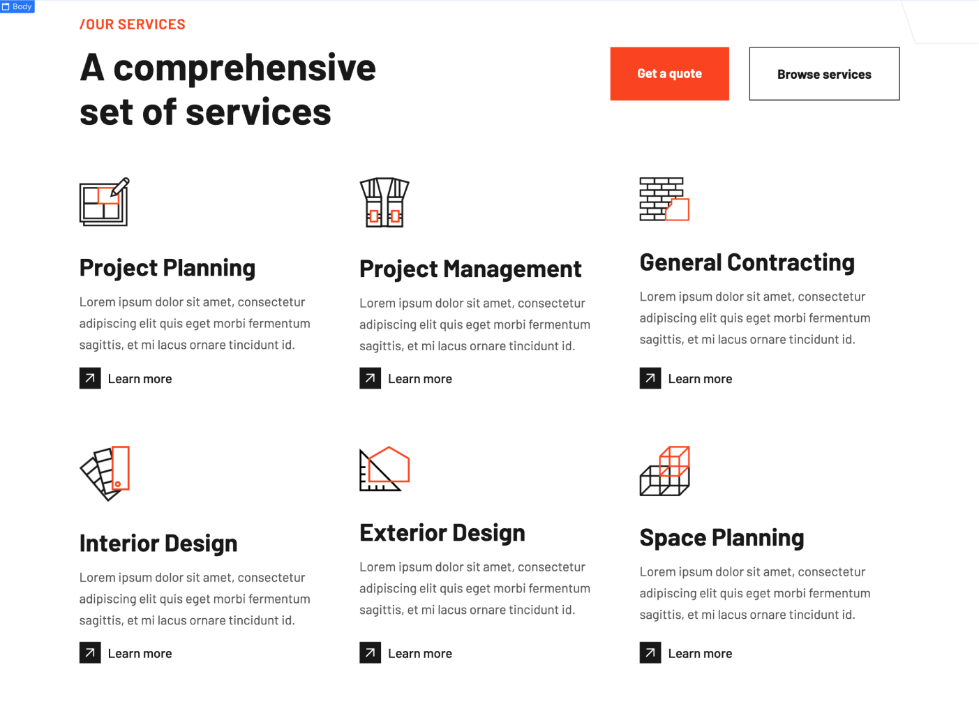 Icons And Graphics - Contractor X Webflow Template