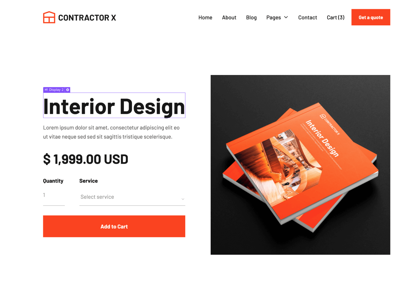 eCommerce Page - Contractor X Webflow Template