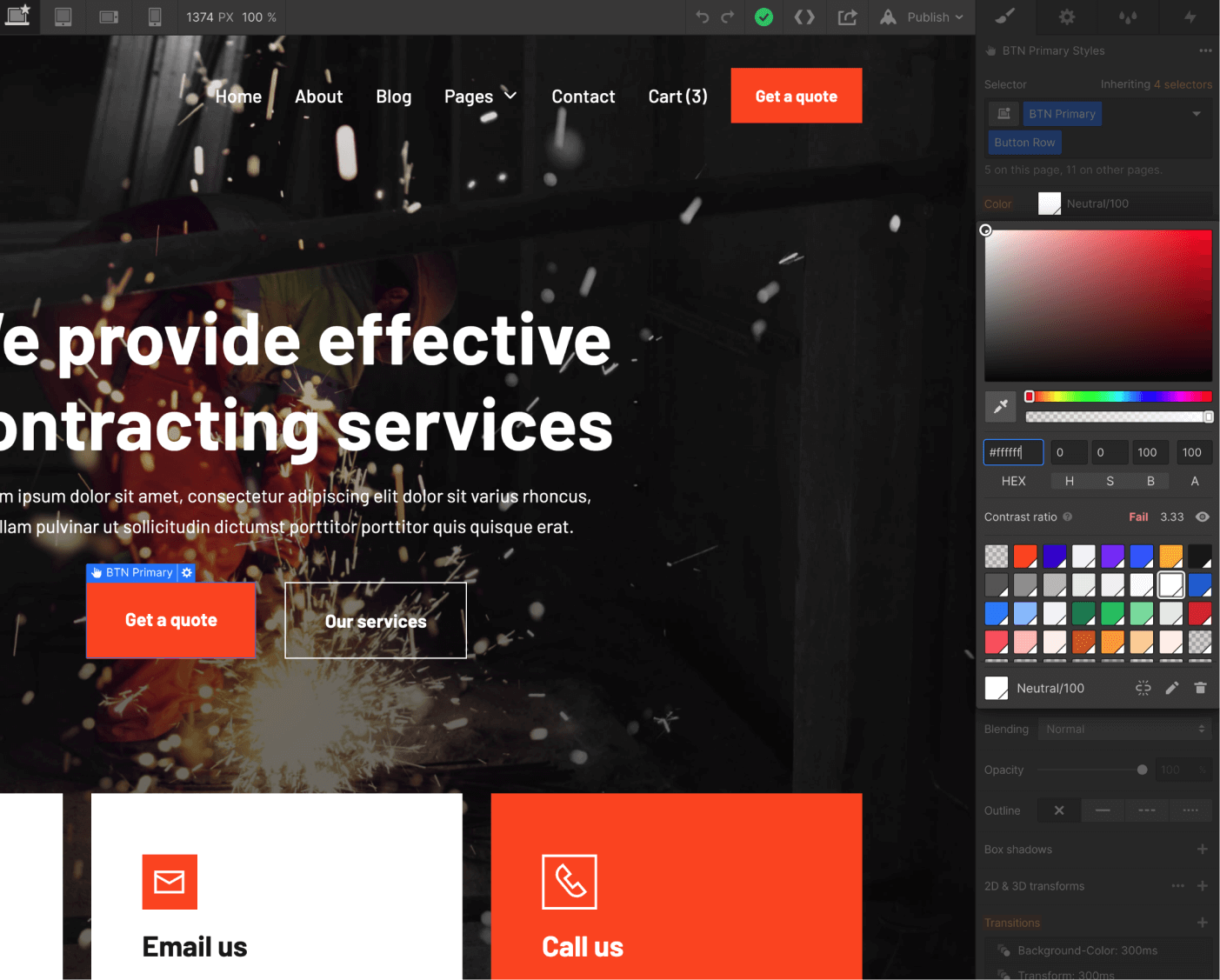 Colors - Contractor X Webflow Template