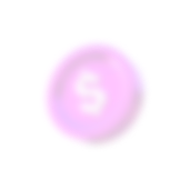 A pink coin with a white dollar sign