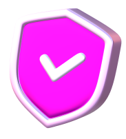 A pink shield with a checkmark
