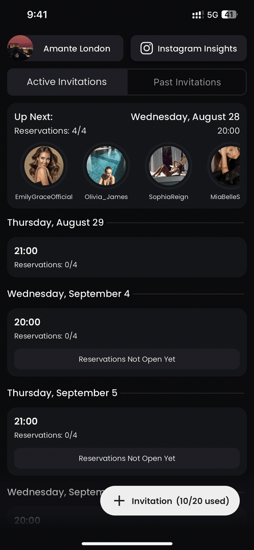 Venue Homescreen contains all info from reservations to instagram insights