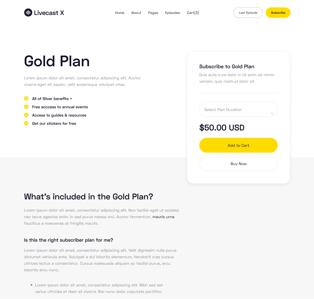 Livecast - Single Product page - Podcas Webflow Template