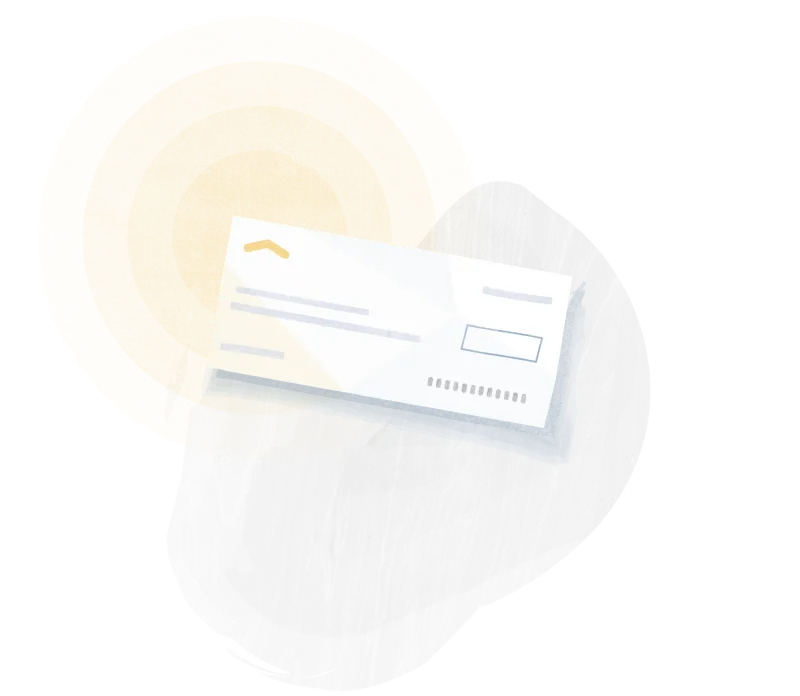 A close up of a yellow and white envelope.
