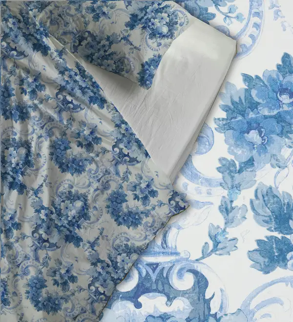 Home textile pattern in blue and white