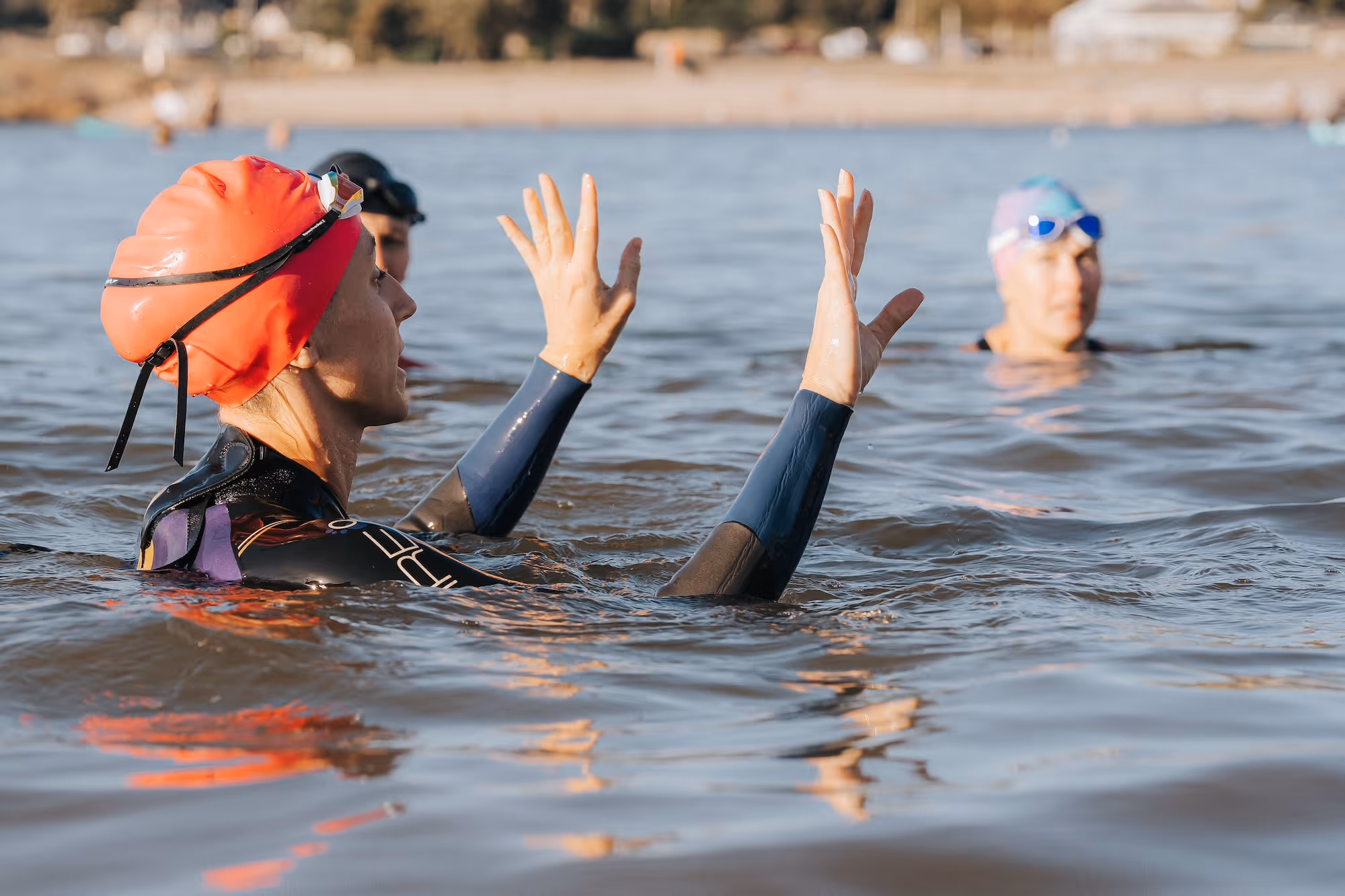 A swimming teacher at Clevedon Marine Lake