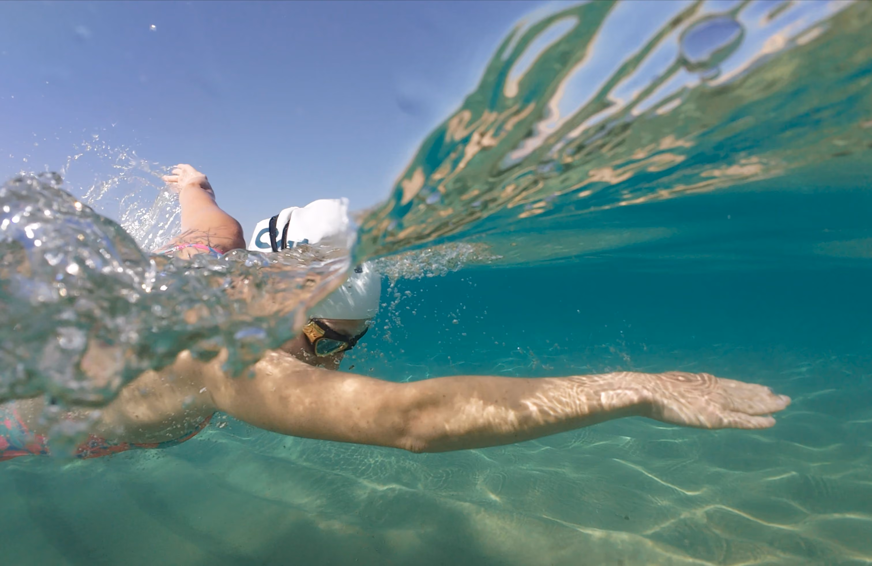 Swimmer in open water