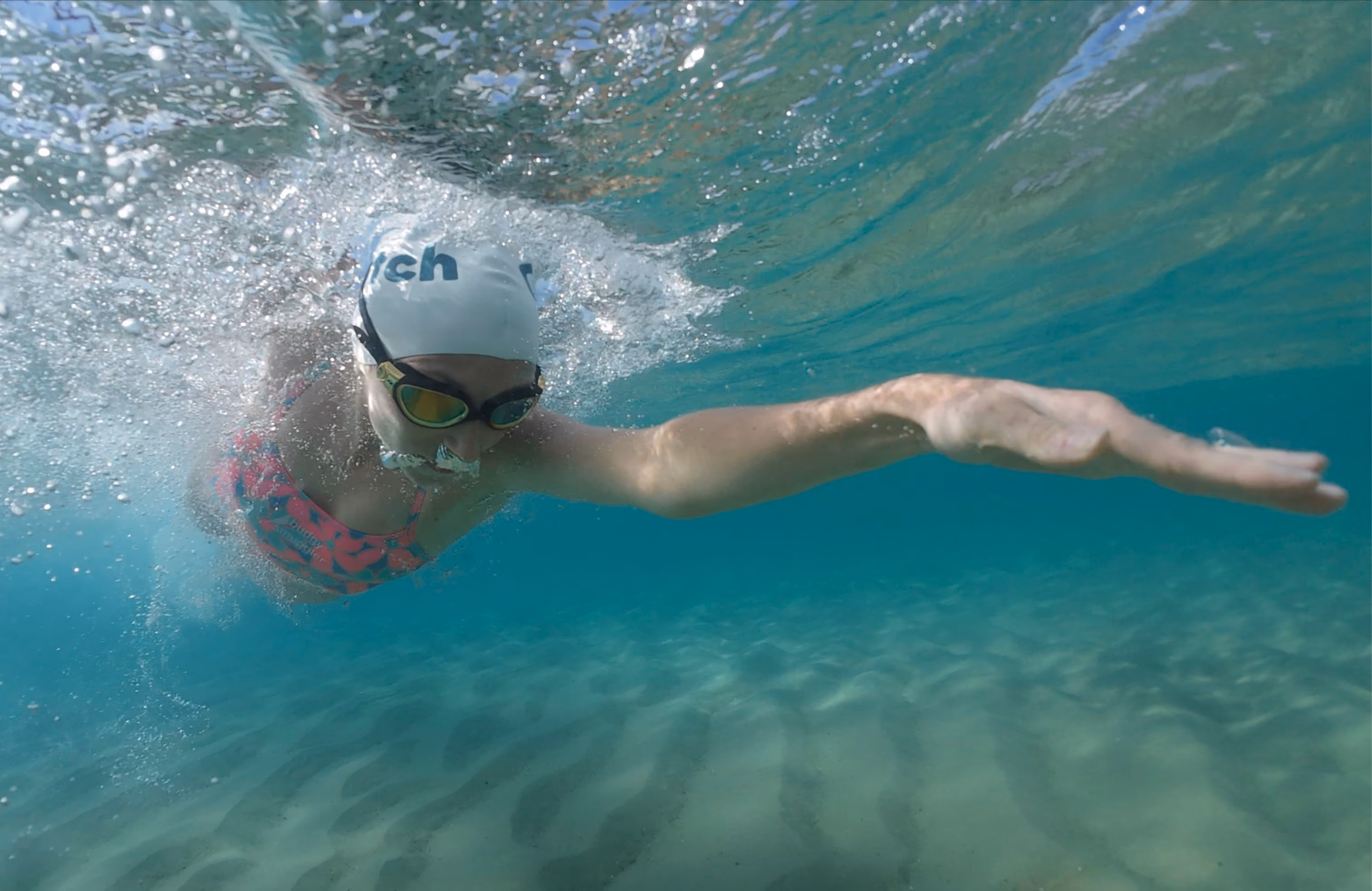 Swimmer in open water