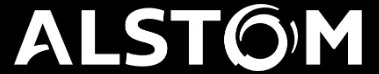 A black and white photo with the word alstom on it.