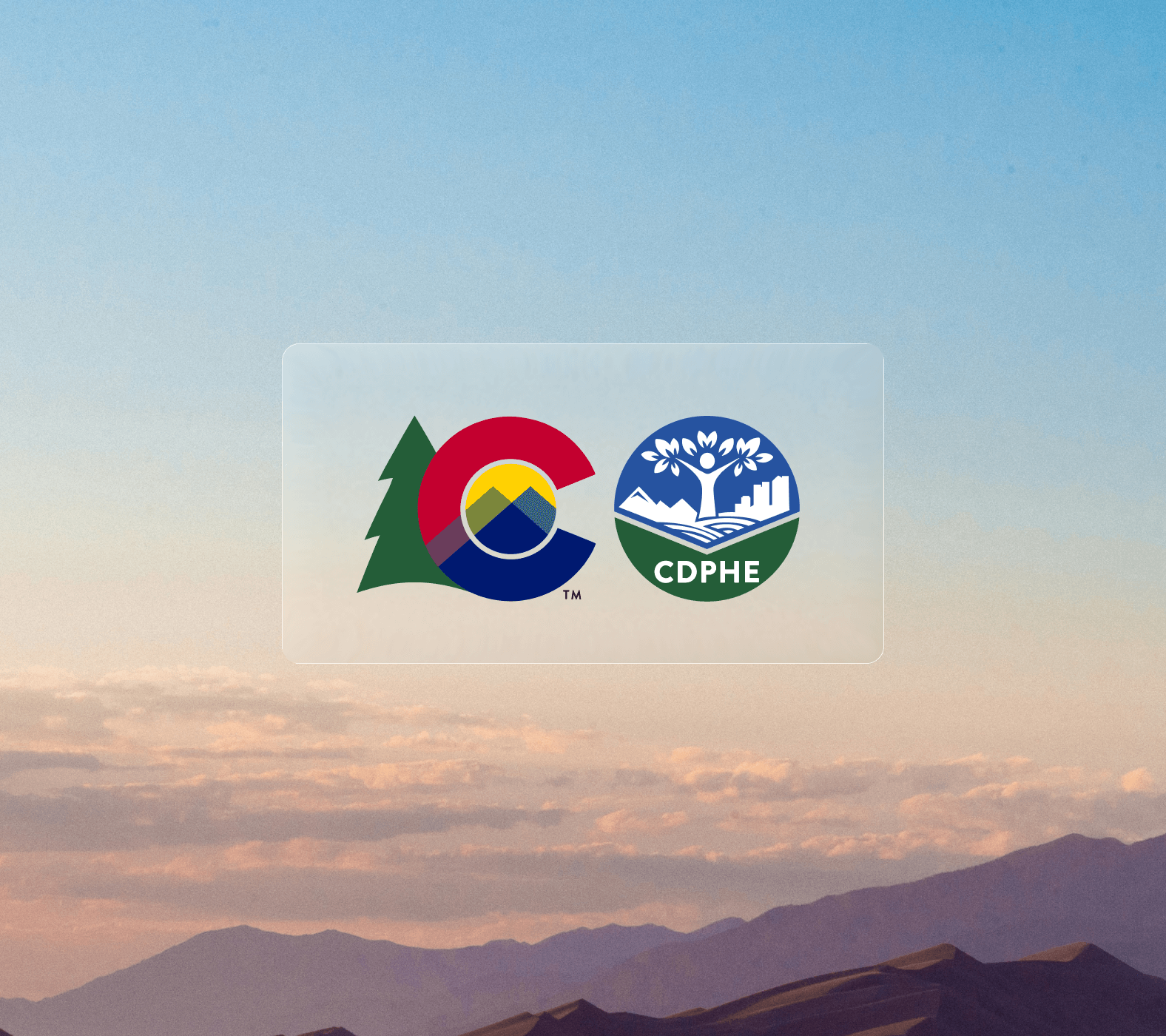 cdphe logo on a simple colorado nature backround