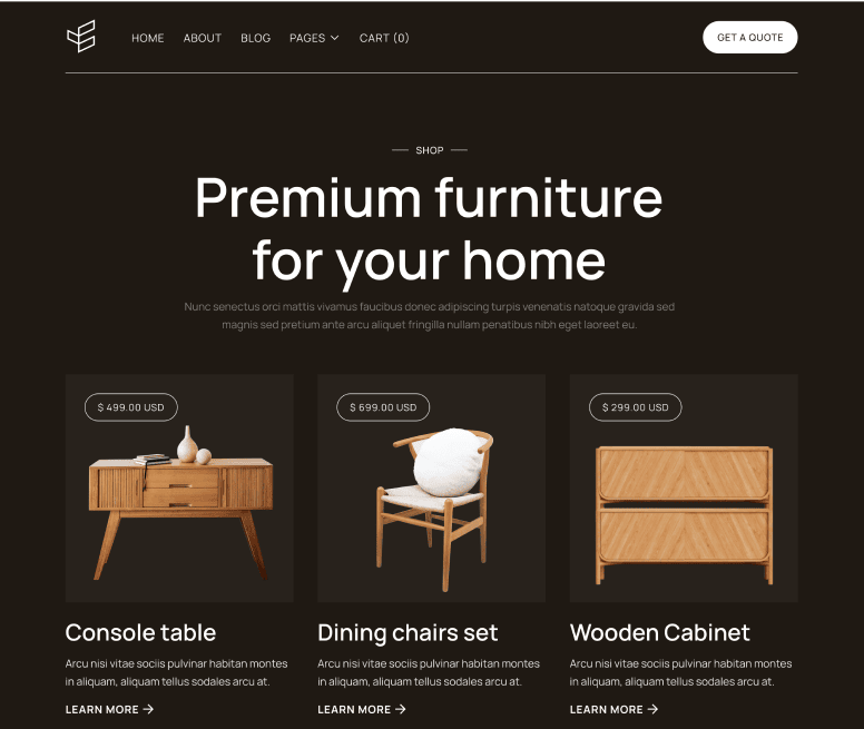 Shop Page - Carpenters X Webflow Template