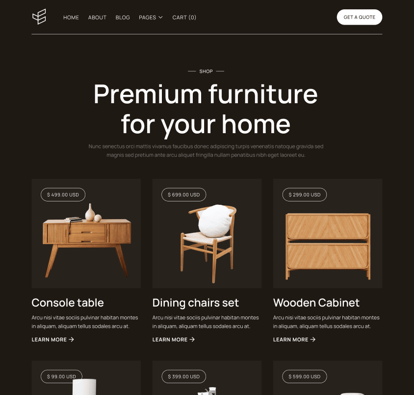 Shop Page - Carpenters X Webflow Template