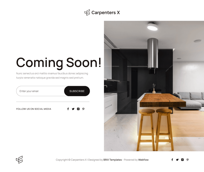 Coming Soon Page - Carpenters X Webflow Template
