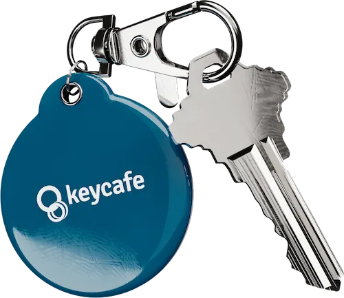 A key with a Keycafe fob.