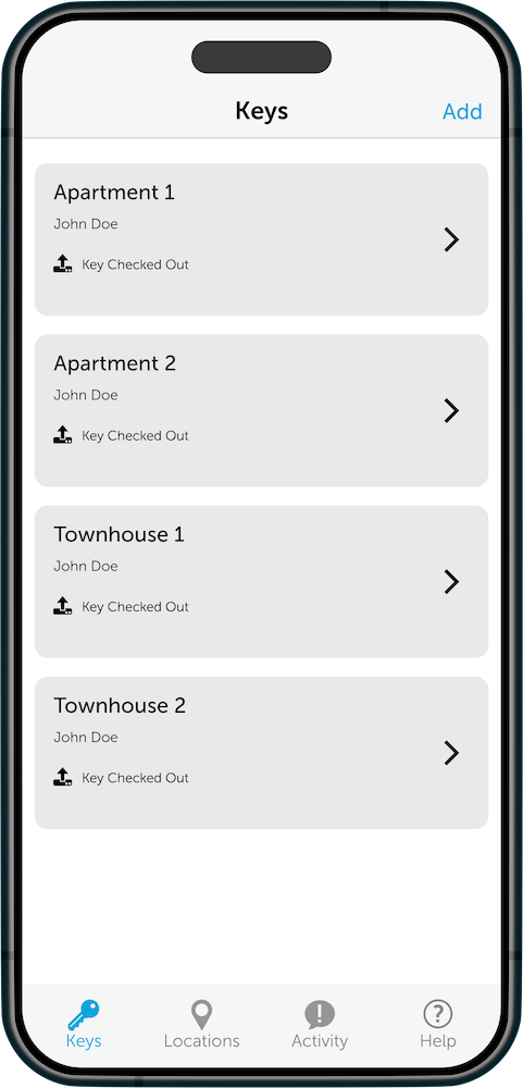 Mobile app showing property key names