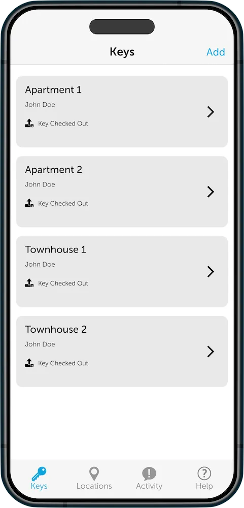 Mobile app showing property key names