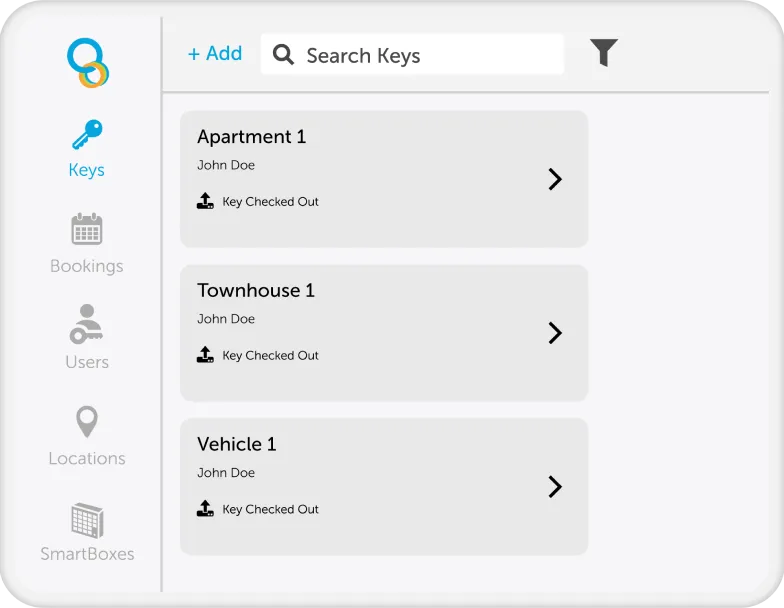 Desktop app showing key names