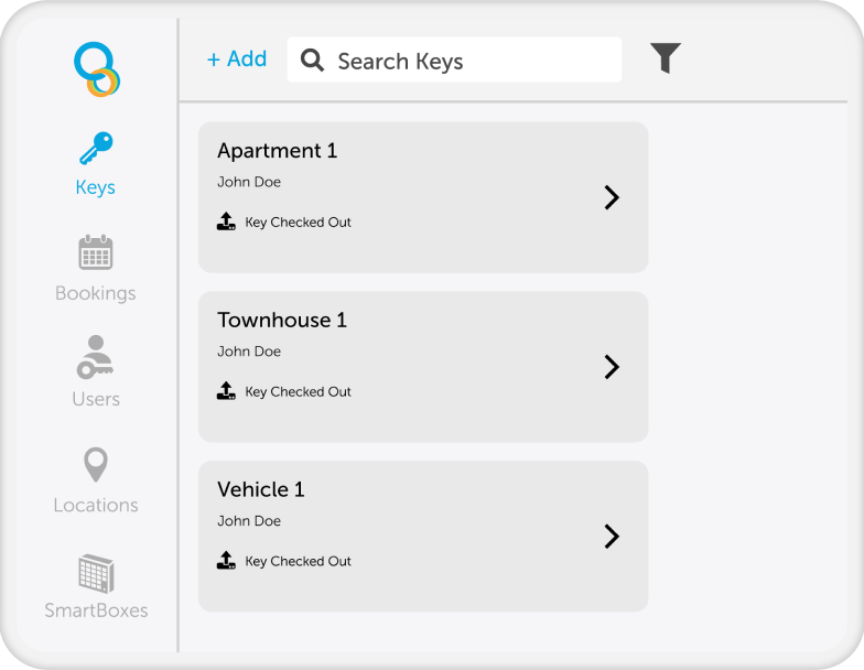Desktop app showing key names