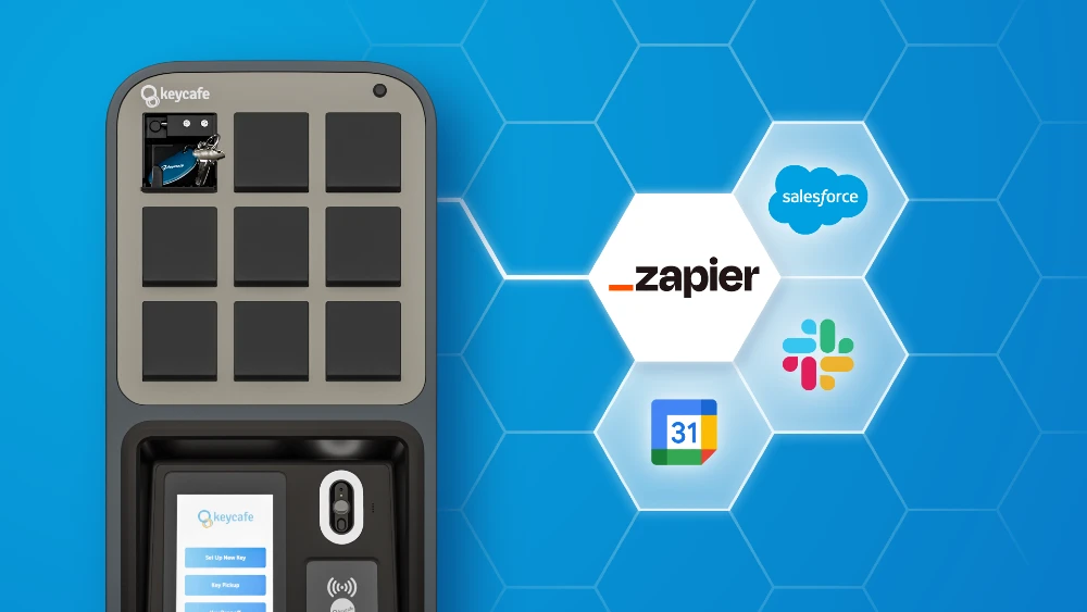 MS5 SmartBox connected to the Zapier logo, which is then connected to many other apps