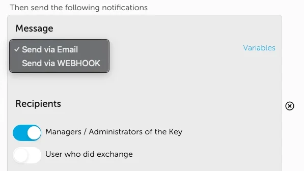 Screenshot of webhook delivery option for Programmable Alerts
