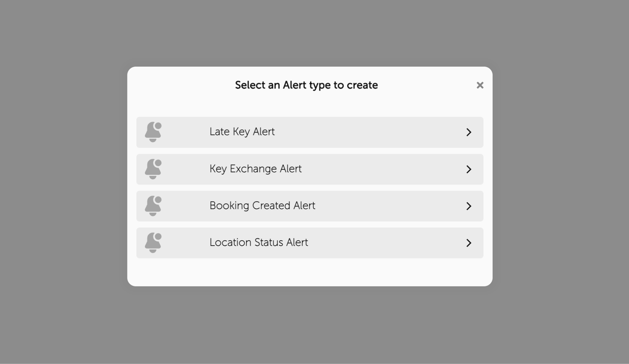 Screenshot of programmable alerts in the Keycafe app