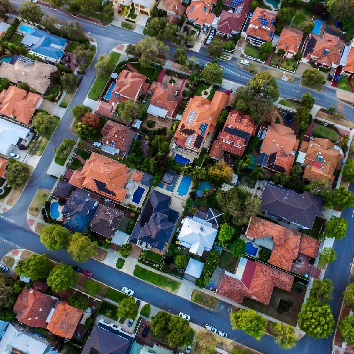 top view of houses