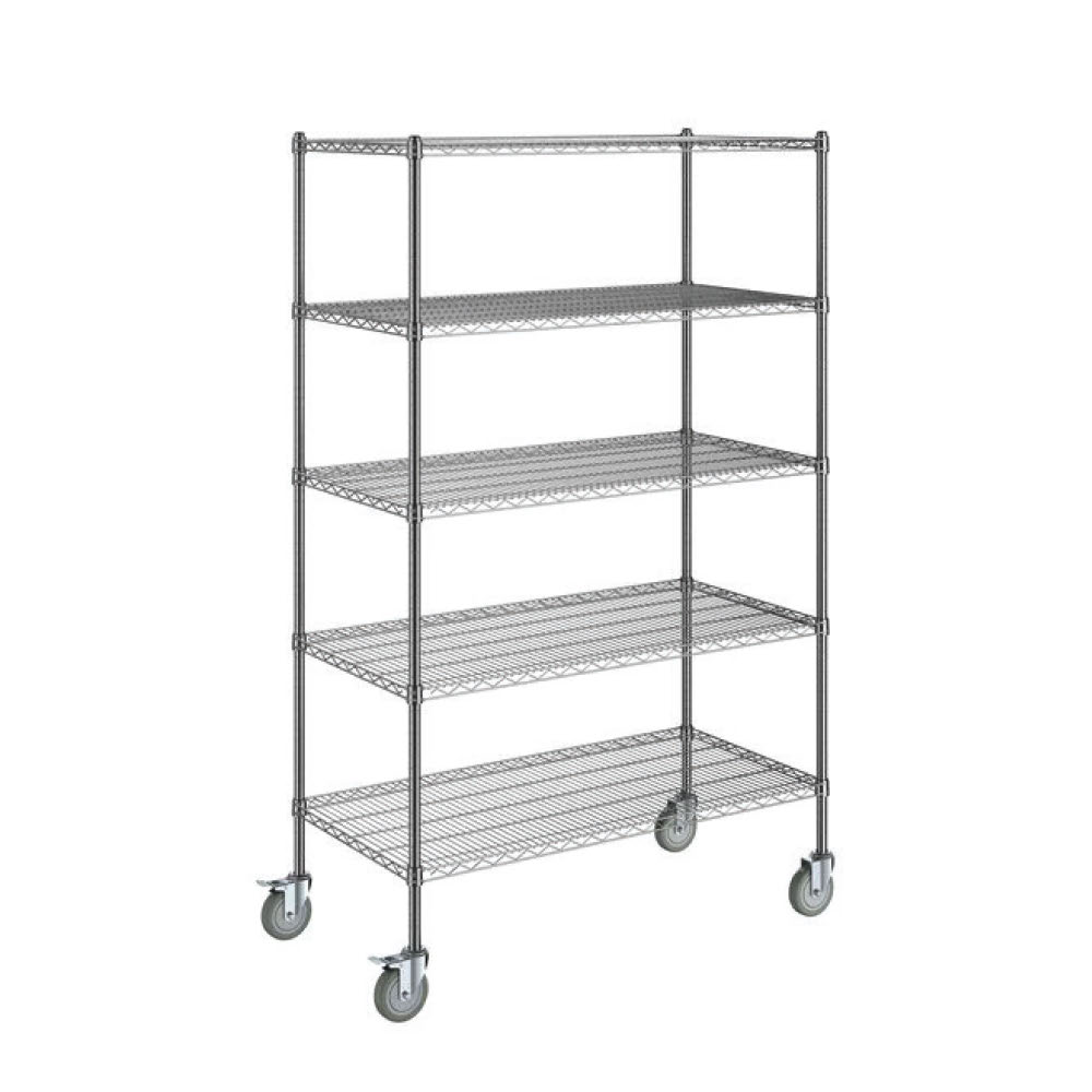 silver, metal cart for food trays