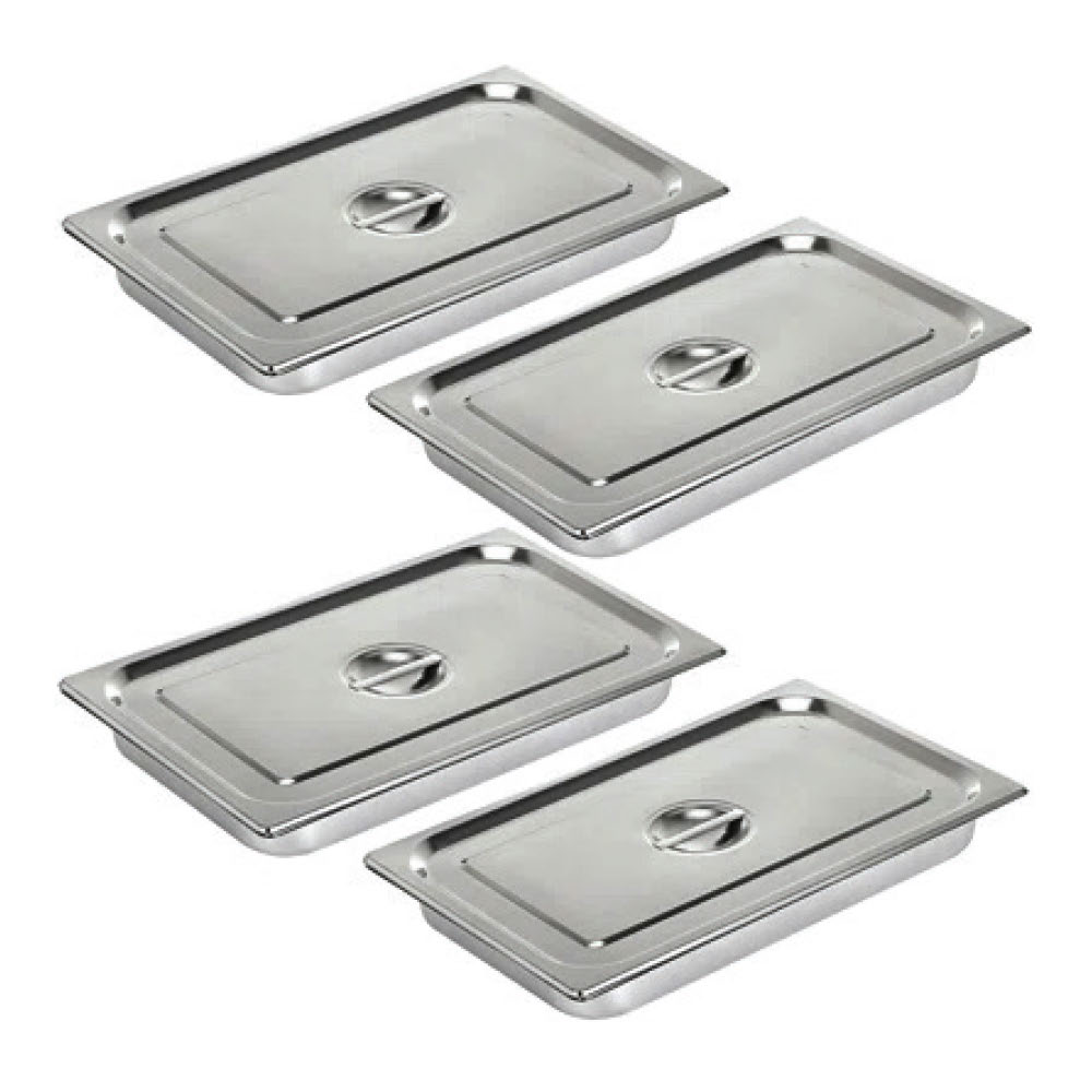 large silver food warming trays with lids