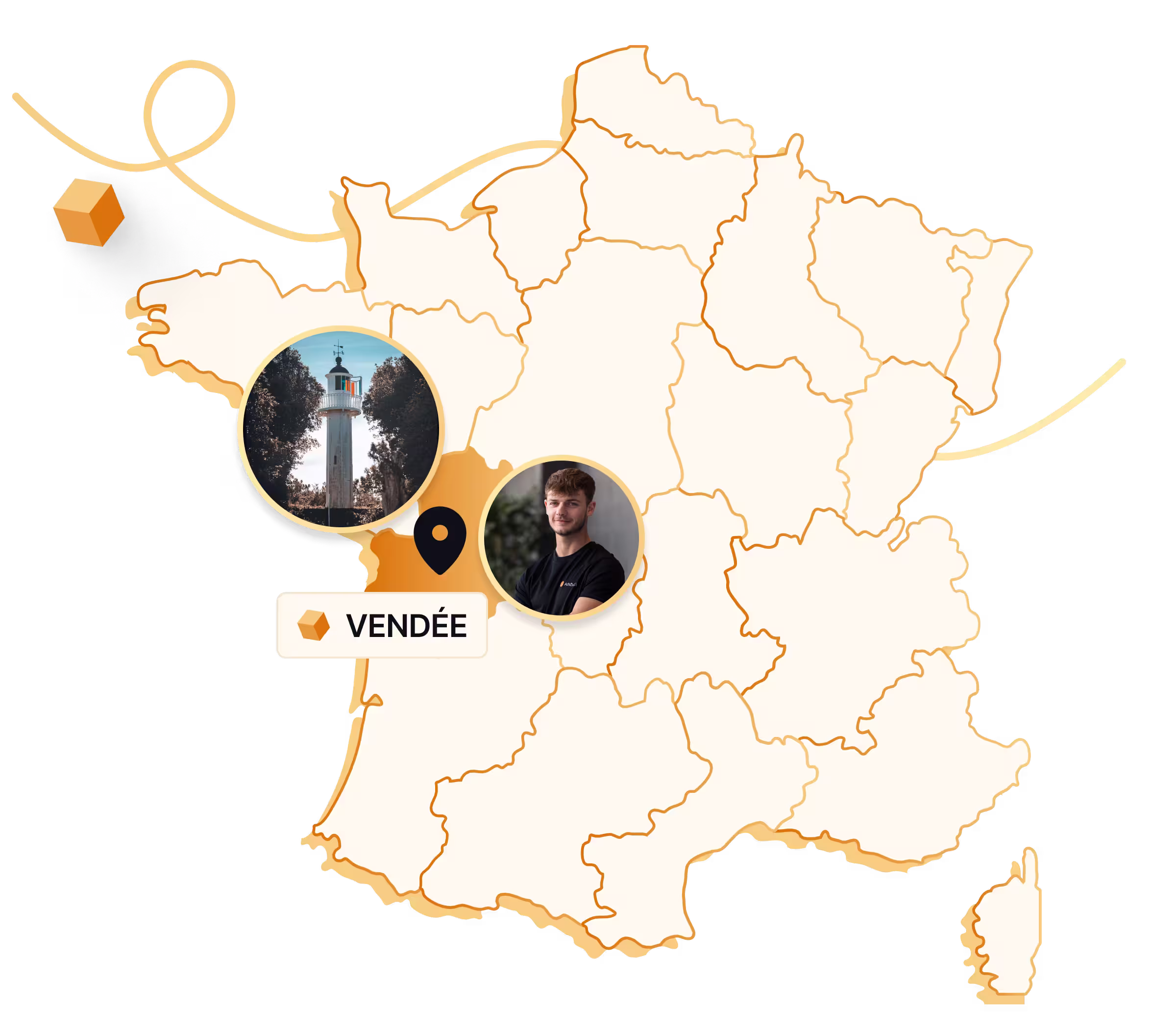 carte de france qui représente l'emplacement de notre agence google ads de Vendée