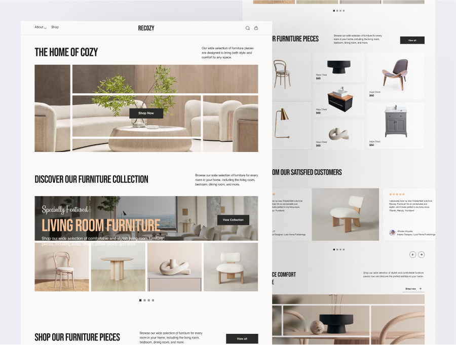 Furniture e-commerce landing page